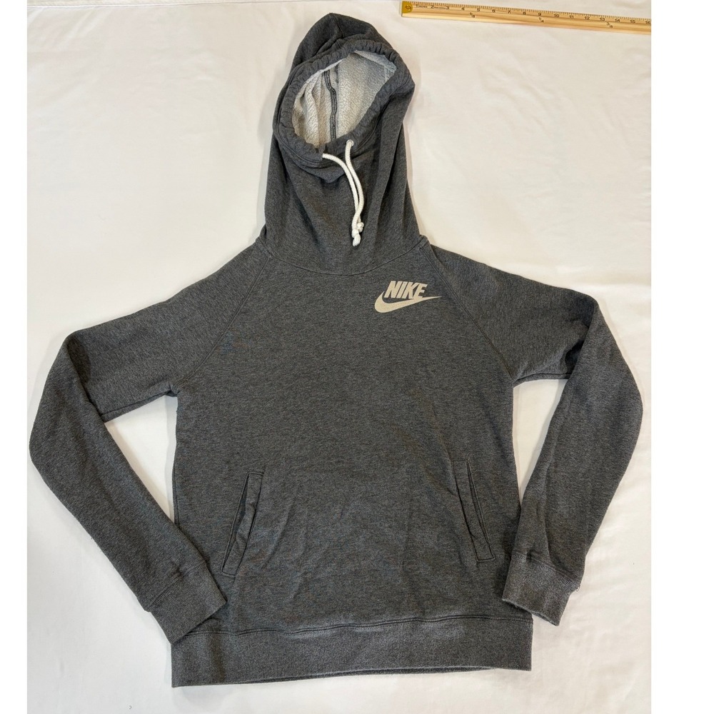Nike Mens Funnel Neck Hoodie Charcoal Gray Pullover Sweatshirt Raglan Small